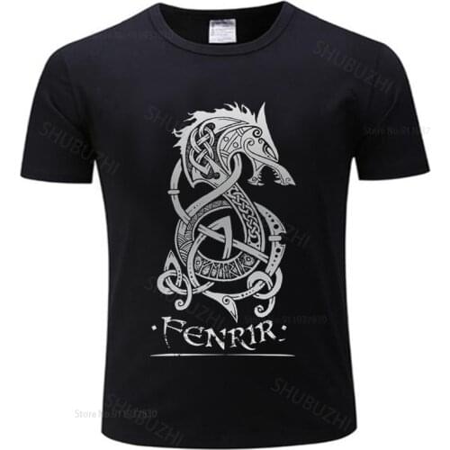 Summer t-shirt men brand teeshirt Viking Loki Son Fenrir T-Shirt for Men The Wolf of Norse Mythology male cotton tee-shirt