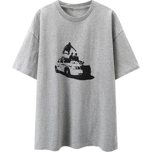 Oversize Women Soft Cotton O Neck T-shirt 2021 Summer Fashion Ladies High Street Loose T-shirt Female Printed Casual T-shirt Top