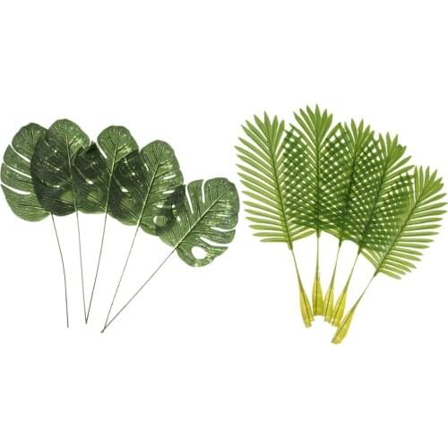 10Pcs Artificial Palm Coconut Tree Leaves Silk Fake Plant Leaf Floral Decor