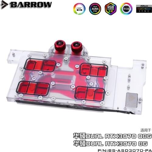 Barrow GPU Water Block for ASUS DUAL RTX 3070 O8G Graphics Card, Full Coverage, 5V 3pin Light , BS-ASD3070-PA