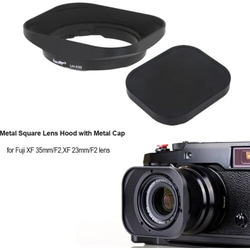 CNC Aluminum alloy Square Lens Hood with Cap for Fuji FUJINON Lens XF 35mm/F2, XF 23mm/F2