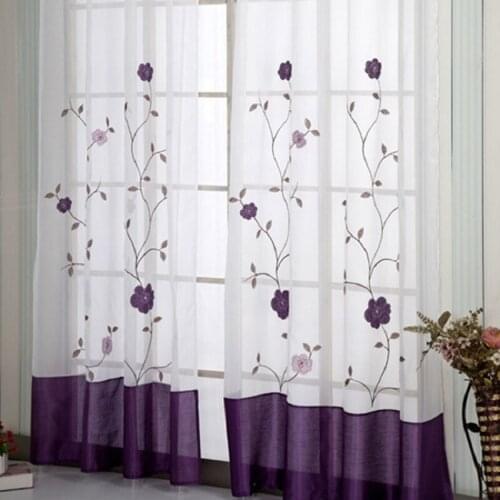 Light Tulle Sheer Floral Embroidered Balcony Window Curtains for Home Living Room Bedroom Decoration in the Kitchen Cafe Curtain