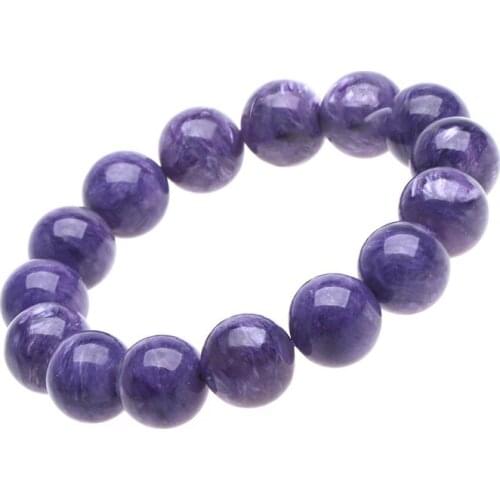 Meihan Free shipping (1 bracelets/set) A+ 10-16mm natural Russian Charoite smooth round charm gemstone for jewelry making