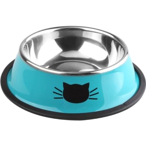 Stainless Steel Pet Bowl Non-Skid Base Dogs Cats Feeder Puppy Kitten Feeding Food Container Utensils