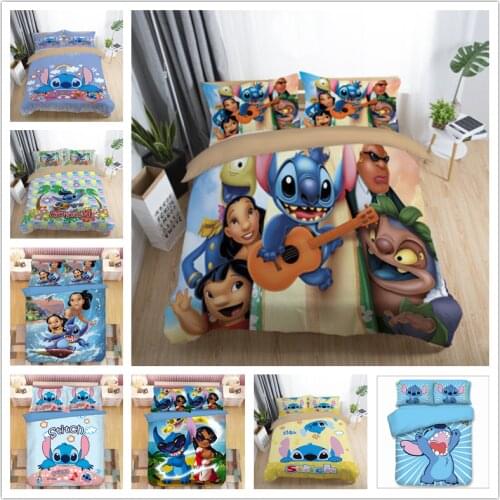 Cartoon Lilo and Stitch Bedding Set Single Double Twin Full Queen King Size Cartoon Girls Bed Cover Pillow Cases Room Decor