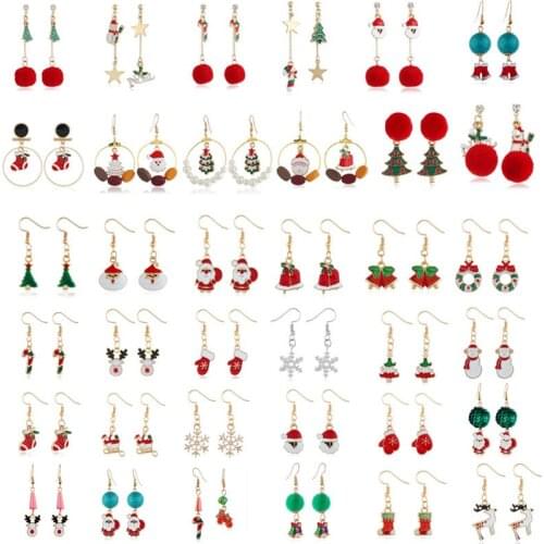 2021 New Cartoon Christmas Earrings European and American Cross-border Elderly Elk Dripping Oil Christmas Set Jewelry Earrings