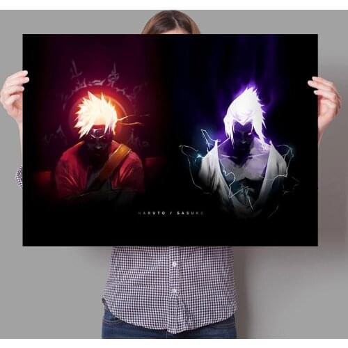New Naruto Anime Interior Paintings Naruto Vs Sasuke Creative Poster Print Wall Art Canvas Painting Boy Room Home Decor Picture