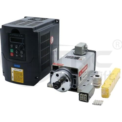 New CNC 1.5kw 220v/110v Square Air Cooling Spindle ER11 1500W Air-cooled Milling Spindle + 1.5KW VFD Inverter + 7pcs/set ER11