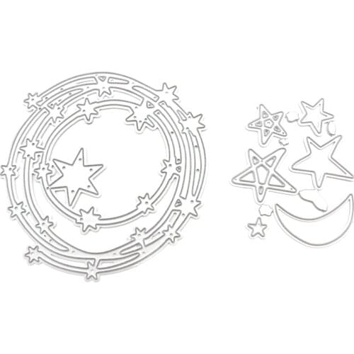 OOTDTY Star Circle Metal Cutting Dies Stencil Scrapbooking DIY Album Stamp Paper Card Embossing Decoration Craft