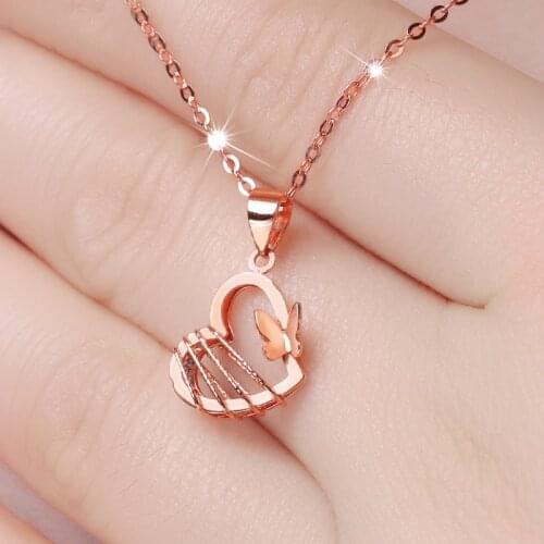 18K Pure Gold Pendant Real AU 750 Solid Gold Charm Beautiful Heart Butterfly Upscale Trendy Party Fine Jewelry Hot Sell New 2020