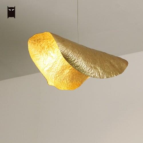 Handmade All Pure Bronze Copper Lotus Leaf Pendant Light Fixture Luxury Art Deco Contemporary Nordic Hanging Ceiling Lamp Room