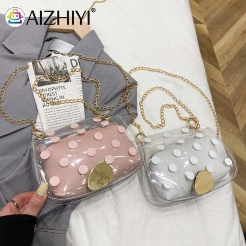 Clear Polka Dot Chain Shoulder Bag PU Solid Color Pouch Women Composite Casual Handbag Crossbody Bags for Women Girl