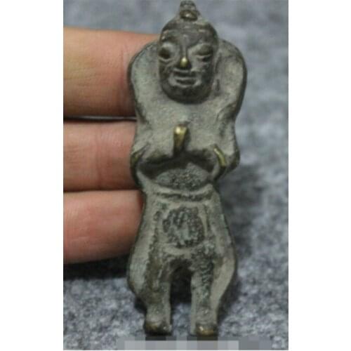 S0387 Old Chinese Pure Bronze Collect Dynasty People God Immortal Man Statue Sculpture