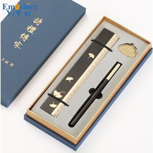 Promotion Free Shipping Ballpoint Pen Roller Ball Pens Office Supplies School Original Bookmark Ruler with Pencil Case P481