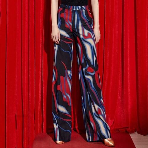 Latin Dance Pants Female High Waist New Modern Dance Wide Leg Pants Exercise Clothes Standard WomenS Ballroom Trousers DWY2242