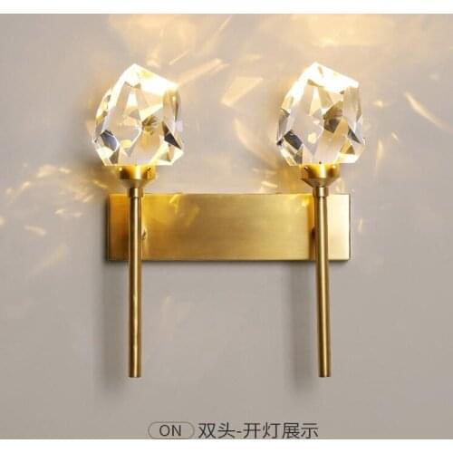 Modern LED Crystal Wall Light All Copper Nordic Gold Wall Lamp for Bedroom Living Room Corridor Home Decor Lighting Fixture
