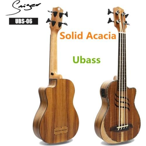 U Bass Ukulele Top Solid Acacia Fretless 30 Inches Electric Ubass Guitar 4 Strings Mini UKE Electro Guitars Pickup Sculpture