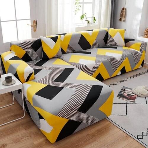Geometry Stretch Sofa Cover L Shape Elastic Corner Couch Covers for Living Room Slipcover Home Decor 1/2/3/4 Seater