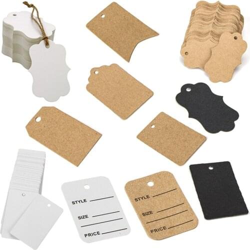 Kraft Paper Gift Tags DIY Pirce Tags Size Label With Jute Twine for Pricing Tagging Clothing Jewelry Shop Store Retail Onlie