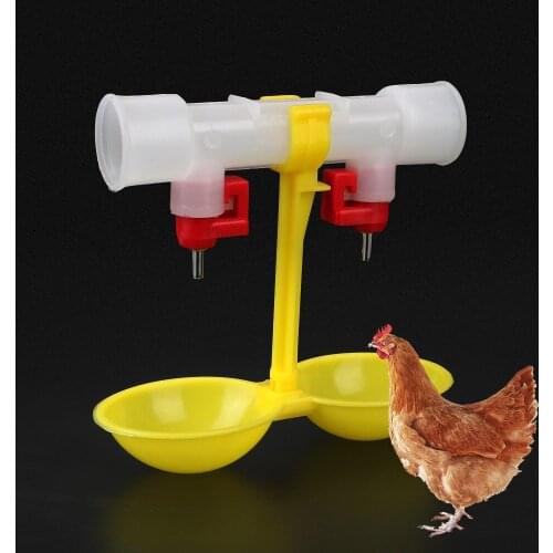 Water Dispenser 1pc/set Poultry Drinker Ball Nipple Drinkers Double Hanging Cup Chicken Drinking Fountain Quail Feeder