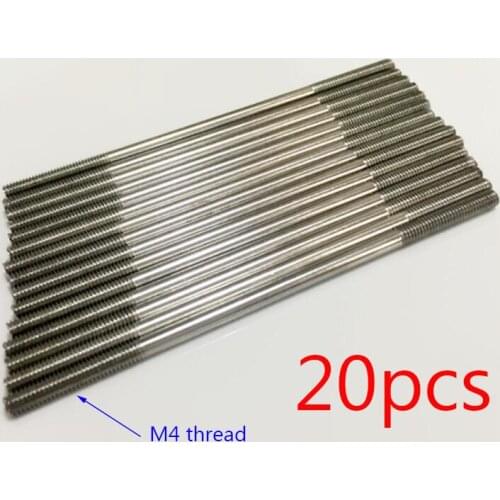 20 Pcs M4 Threaded Metal Rod 4mm Link Linkage for DIY RC Car/Boat/Airplane Model 30/40/50/70/80/90/100/110/120/140/150/180/200mm