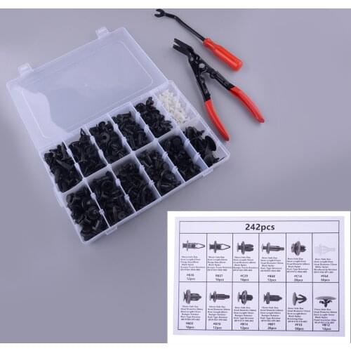 242pcs Car Clips With Removal Tools Bumper Fender Hood Trim Body Retainer Rivet Fastener 91502SM4000 Fit For Honda 91512-SM4-003