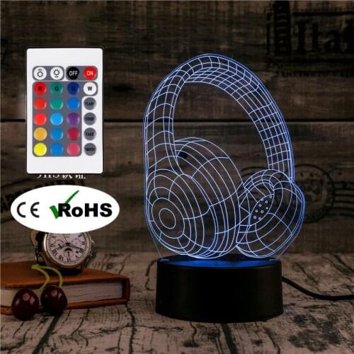 3D Led Novety Lighting Creative Gift Night Light Table Lamp Headset Light Led Home Corridor Hotel Party Atmosphere Lights
