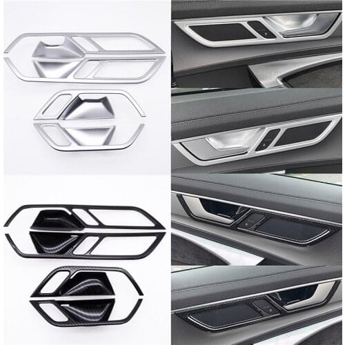 4 Pcs Car ABS Inner Pull Doorknob Frame Molding Trim Car Interior Door Handles Bowl Decoration Cover for Audi A6 C8 2019-2021