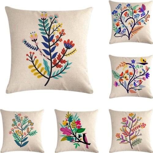 45*45cm feather flower print Cushion Cover Linen Throw Pillow Car Home Decoration Decorative PillowcaseT413