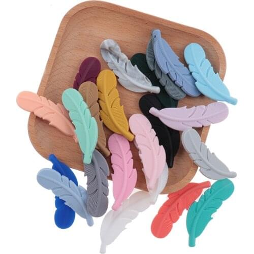 50pcs Feather Silicone Teether Baby Silicone Pendant For Pacifier Chain Nurse Accessories BPA Free Baby Goods Teething Ring