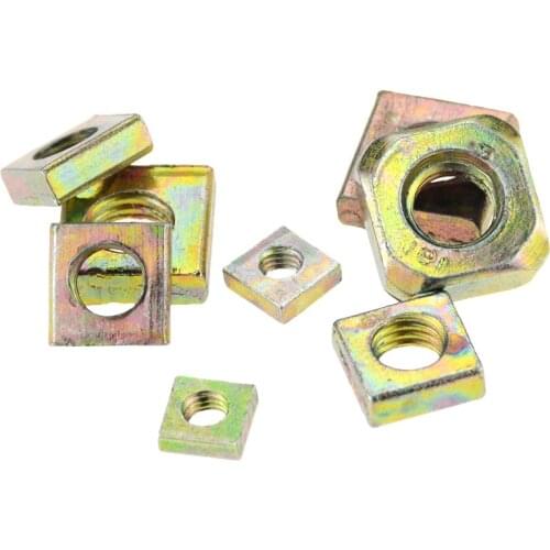 50PCS M3 M4 M5 M6 Color Zinc Plated Thin Square Nuts Without Bevel Block Square Quadrangle Galvanized Pressed Nuts