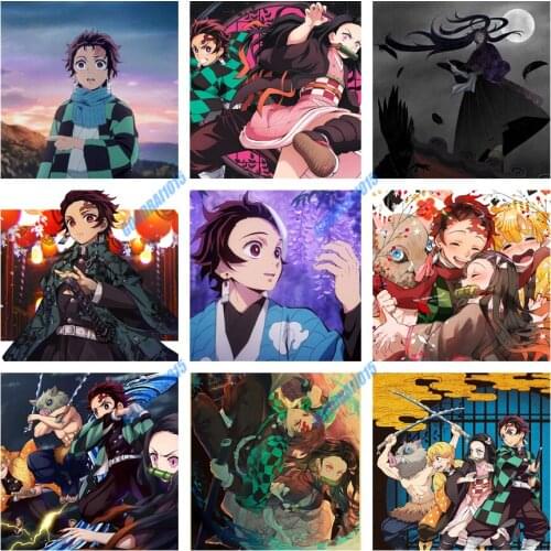Diamond Mosaic 5D DIY Diamond Painting Anime Full Drill Cross Stitch Kits Demon Slayer Art Home Decor Gift