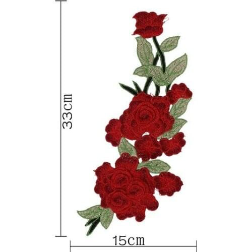2pcs/set 3D Rose Patches for Clothes DIY Apparel Accessories Applique Embroidery Flower Patch Sew on Decoration Patch 33x15cm