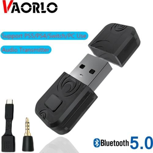 VAORLO Wireless Audio Transmitter Dongle For PS5/PS4/PC/Switch Support Earphone Speaker Wireless Bluetooth Audio Transmitter
