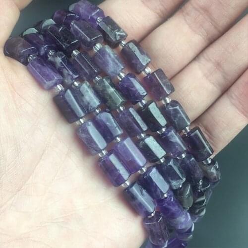 Natural Faceted Purple Amethysts Stone Beads Cylinder Spacer Beads For Jewelry DIY Making Bracelet Necklace Accessories 7.5