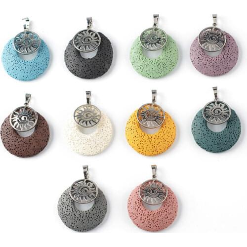 Natural volcanic rock beads Volcanic stone handmade metal inlaid round beads box for DIY necklace bracelet jewelry accessories