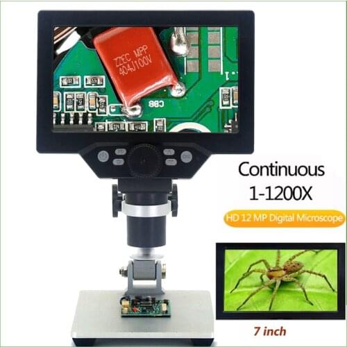 1200X/1000X/600X digital Microscope Electronic Video Microscope HD LCD Soldering Microscope Phone Eepair Magnifier + Metal Stand