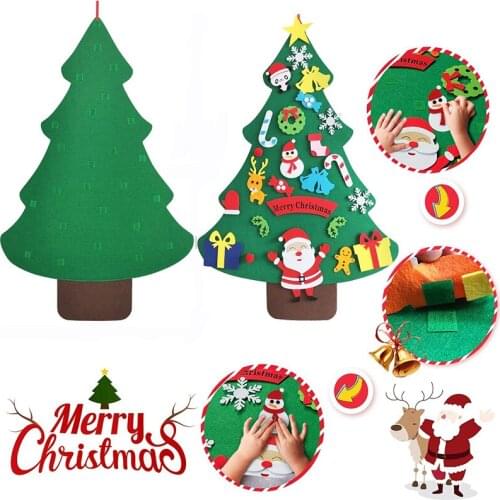 Kids DIY Felt Christmas Tree With Ornaments Children New Year Gifts For Christmas 2020 Door Wall Hanging Decoration
