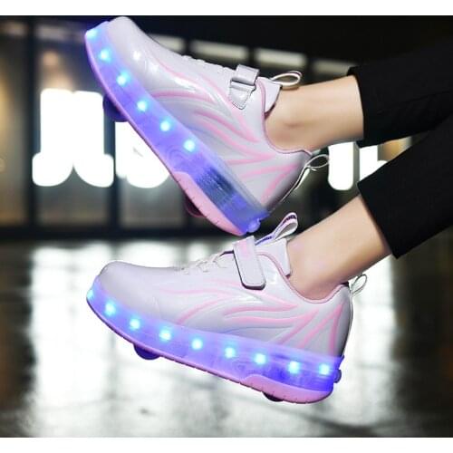 2021 Size 28-40 LED Rollers Sneakers Children Glowing Shoes USB Charging Luminous Sneakers with Light Up Shoes for Boys Girls