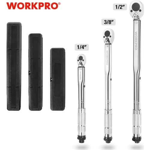 WORKPRO 1/4'' 3/8'' 1/2'' Square Drive Torque Wrench 5-100 Ft-lb Two-way Precise Ratchet Wrench Repair Spanner Key