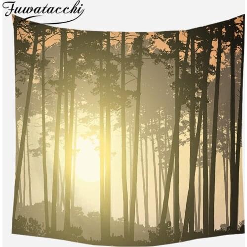 Fuwatacchi Tree View Wall Hangings Tapestry Leave Looking Scenery Room Headboard Carpet Astrology Blanket Love Home Decoration