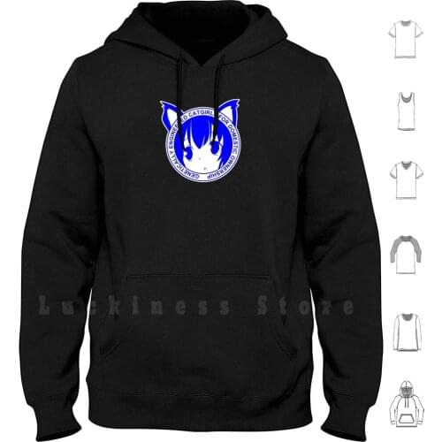 Genetically Engineered Catgirls For Domestic Ownership! Hoodies Long Sleeve Cat Girl Catgirl Cute Blue Ears Cat