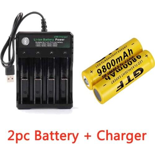 GTF 3.7V 18650 9800mAh Rechargeable Battery 2/4/8pcs Battery + 4 Slots 3.7V 18650 USB charger