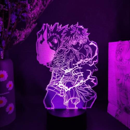 Killua & Gon Friendship 3D Anime Lamp hxh Figurine Upward Lighting Decoration LED Sensor Lights Home Manga Art Decor Friend Gift