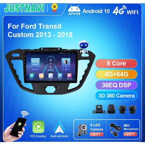 JUSTNAVI 4G 64G For Ford Transit Custom 2013-2018 Car Radio OBD GPS Navigation Stereos Auto Carplay DSP Multimedia Video Player