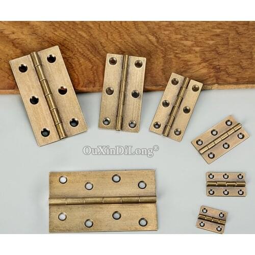 Classic Retro 20PCS European Antique Brass Cabinet Hinges Wooden Cases Jewelry Gift Box Hinges Mini Furniture Hinges w Screws