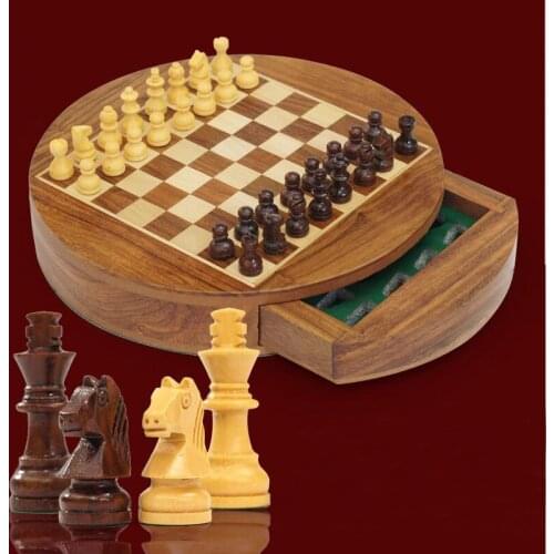 BSTFAMLY wood chess set game, portable game of magnetic international chess, box chessboard chess pieces wood, LA16