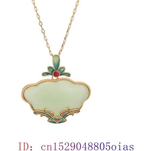 Jade Lotus Pendant Fashion Natural Necklace 925 Silver Charm Chalcedony Gifts Women Zircon Crystal Amulet Jewelry Gemstone
