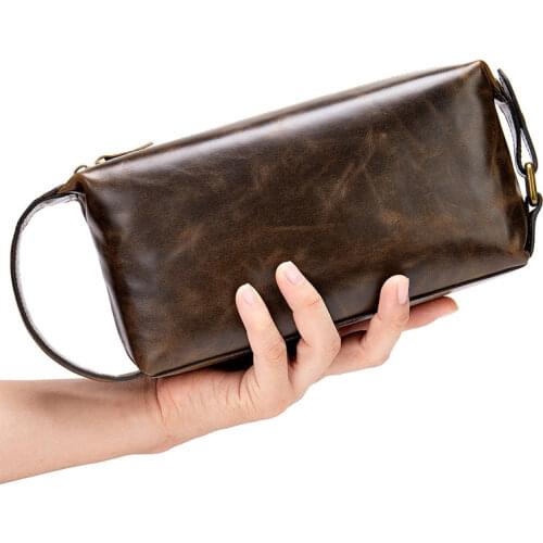 MAHEU 2020 Leather Storage Bag for men business fashion retro oil wax soft leather handbags for men clutch bag genuine leather