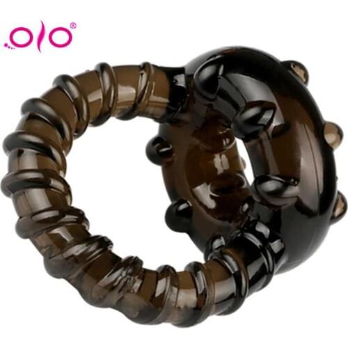 OLO Male Penis Corrector Easy-using Fast Adaptation TPE Delay Ejaculation Lock Ring Mens Double-Locking Fine Penis Ring Sex Toy